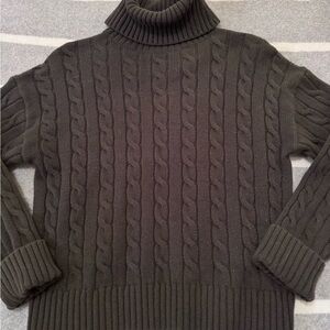 Aritzia Women’s Olive Green Cable Knit Turtleneck Sweater